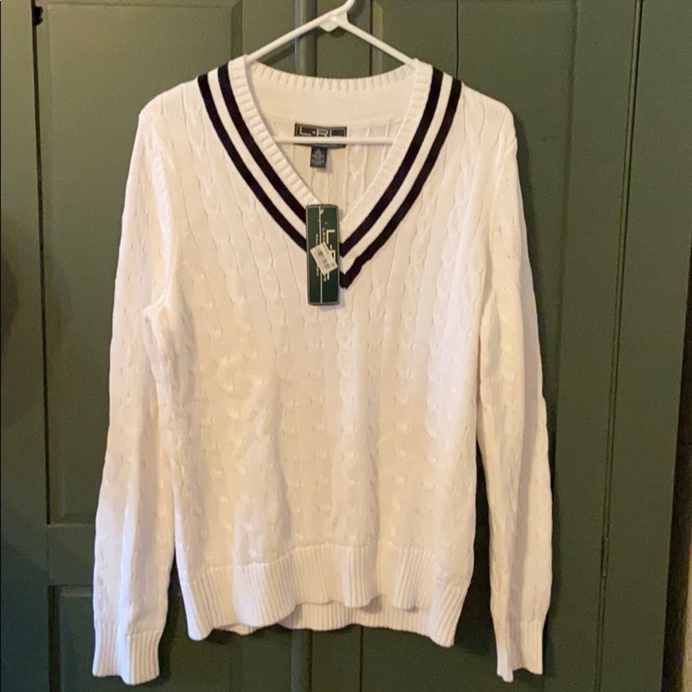 NWT-Ralph Lauren v-neck knit Cotton sweater